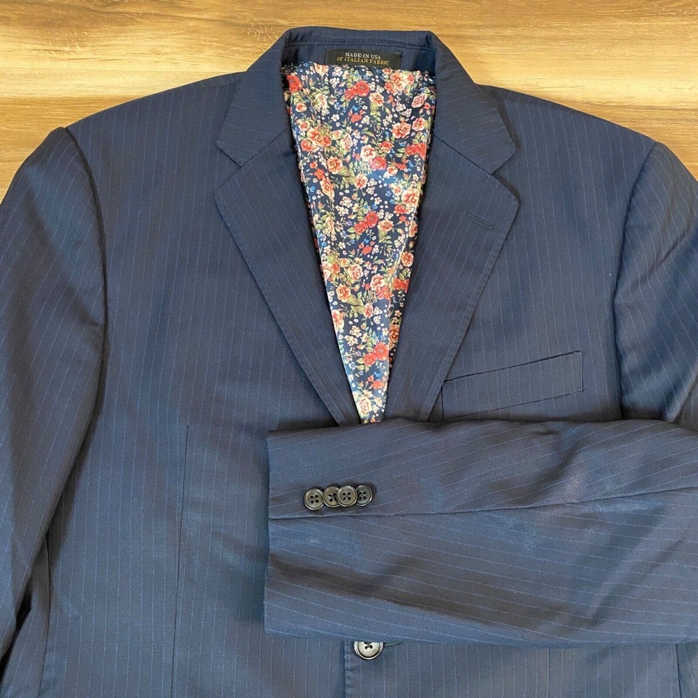 Jos A Bank Blazer Mens 41R Blue Pinstripe Reserve Jacket 2 Button USA Marzotto